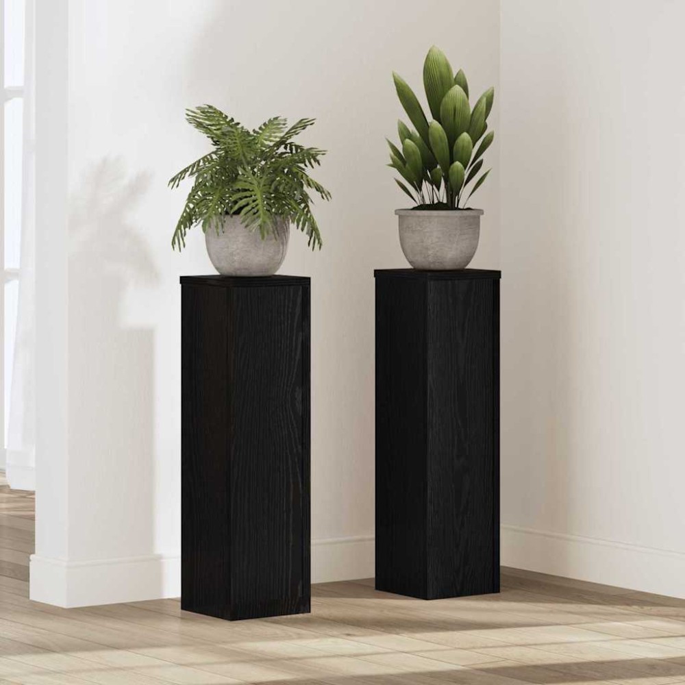 vidaXL Βάση φυτών 2 τμχ. Μαύρη Οξυά 17 x 17 x 60 cm Επεξεργασμένο Ξύλο