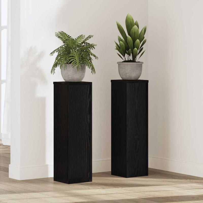 vidaXL Βάση φυτών 2 τμχ. Μαύρη Οξυά 17 x 17 x 60 cm Επεξεργασμένο Ξύλο