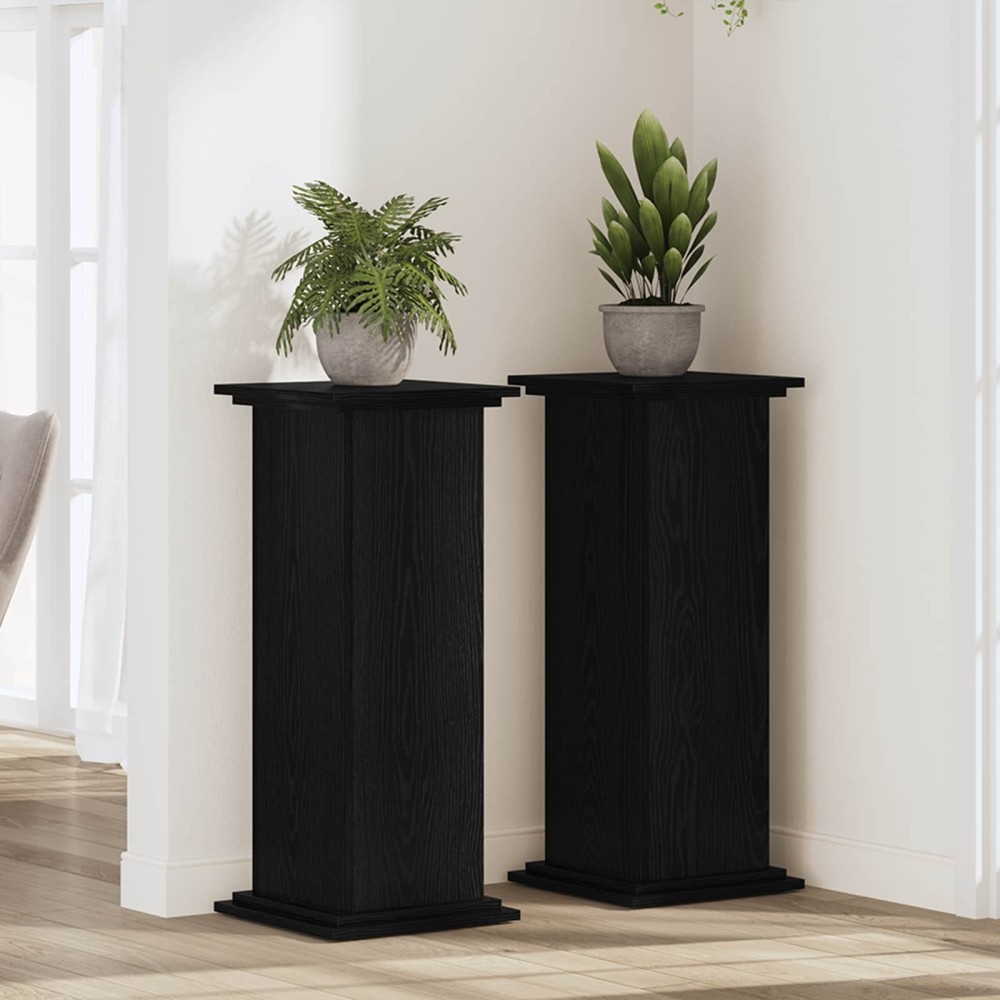 vidaXL Βάση φυτών Μαύρη Οξυά 33 x 33 x 80 cm Επεξεργασμένο ξύλο