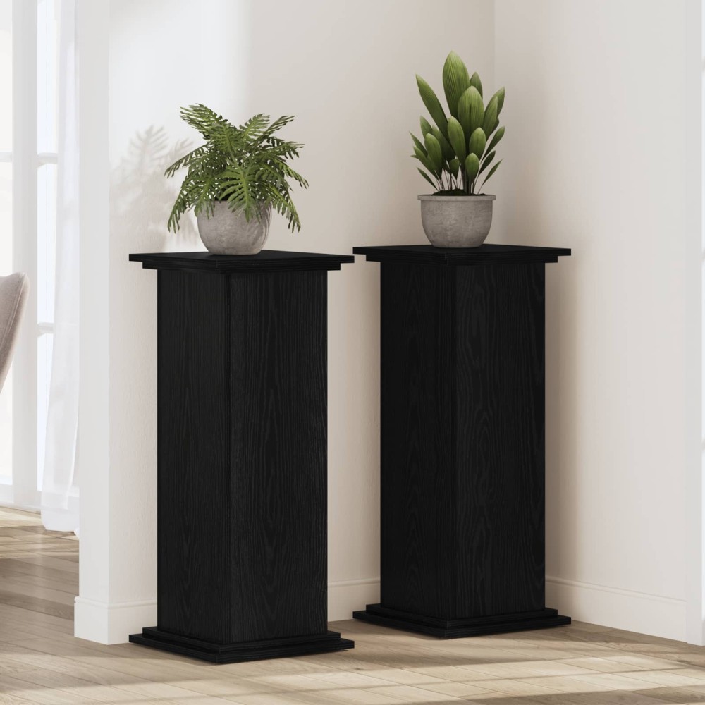 vidaXL Βάση φυτών Μαύρη Οξυά 33 x 33 x 100 cm Επεξεργασμένο ξύλο