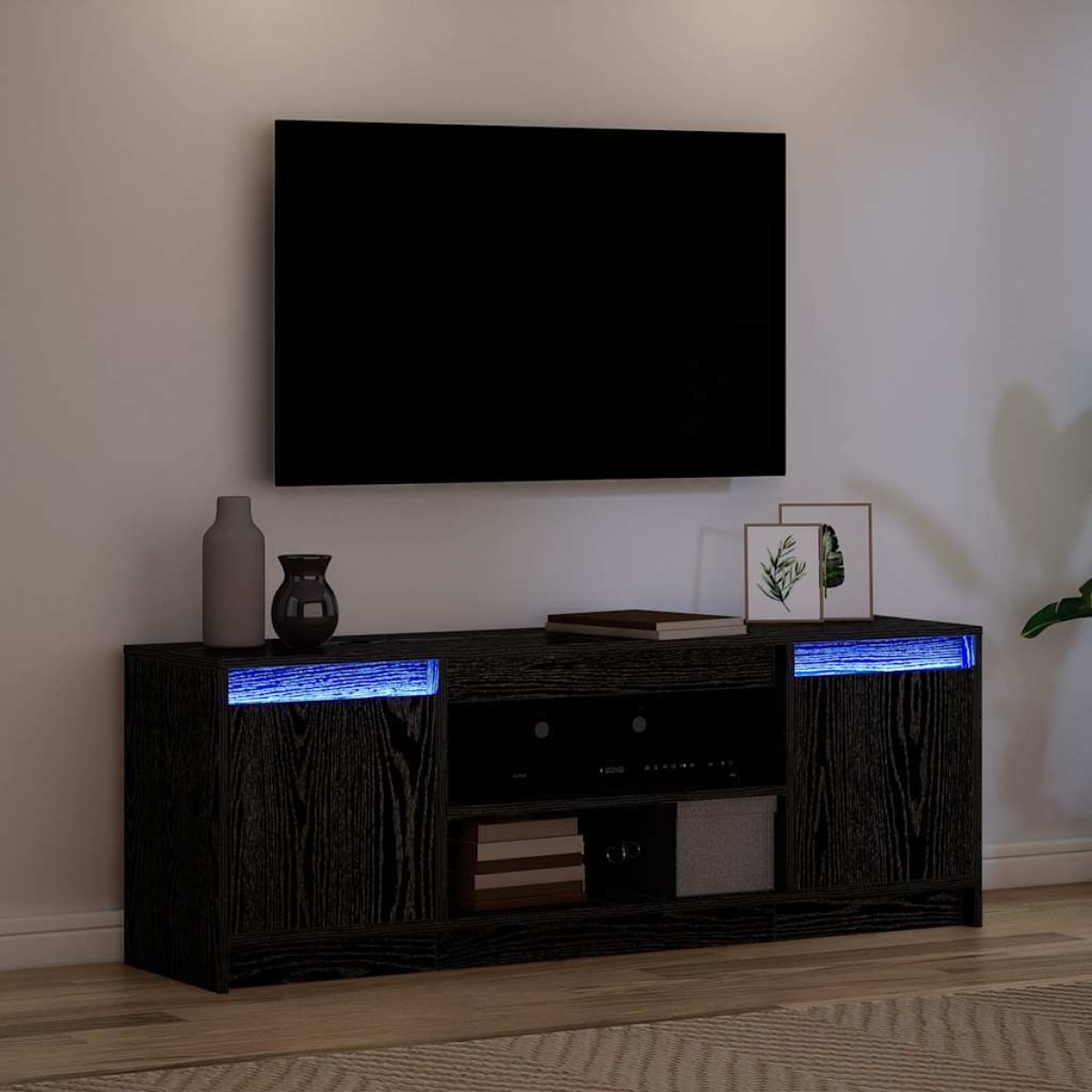vidaXL Μονάδες TV 139,5 x 34 x 50 εκ Μαύρο Επεξεργασμένο ξύλο
