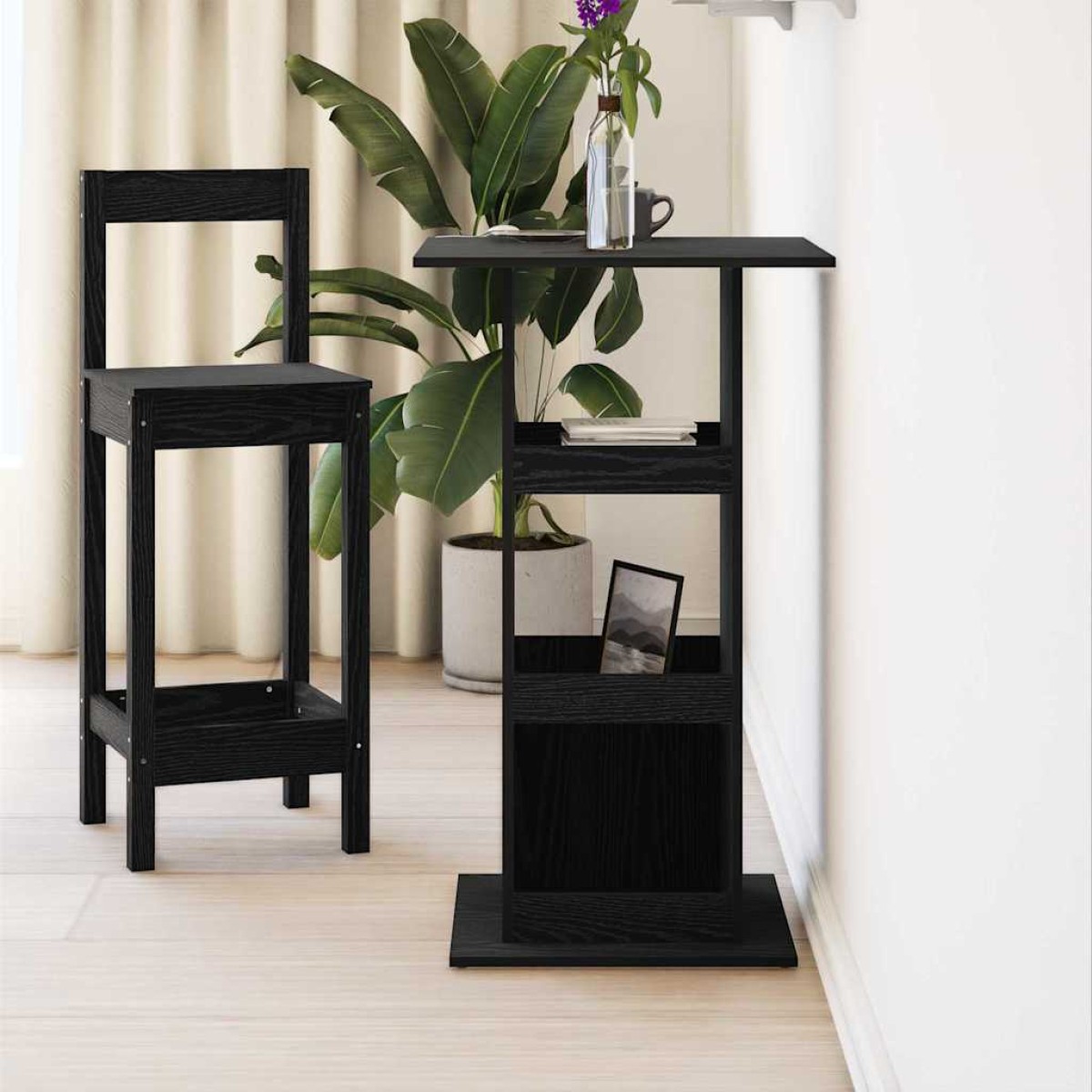 vidaXL Τραπέζι μπαρ 60 x 60 x 100 εκ Επεξεργασμένο Ξύλο Μαύρη Οξυά
