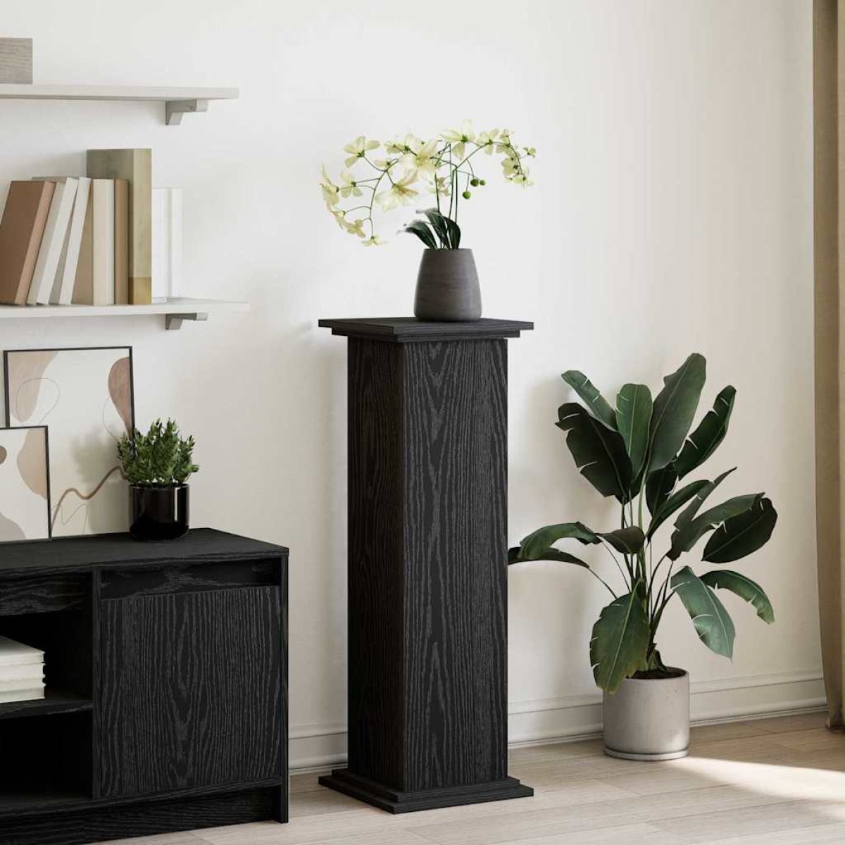 vidaXL Ράφι Έκθεσης Μαύρη Οξυά 31 x 30 x 90 εκ. Επεξεργασμένο ξύλο