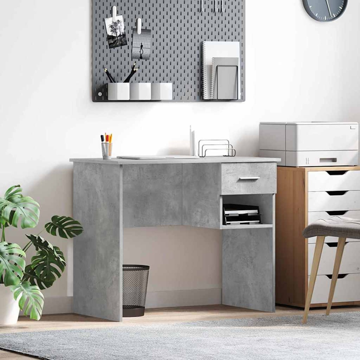 vidaXL Γραφείο Σκυρόδεμα Γκρι 90 x 49 x 75 εκ Επεξεργασμένο Ξύλο