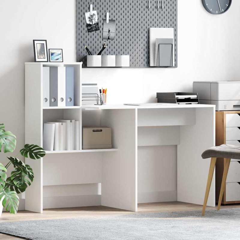 vidaXL Γραφείο Λευκό Επεξεργασμένο Ξύλο 131,5 x 50 x 106,5 εκ.