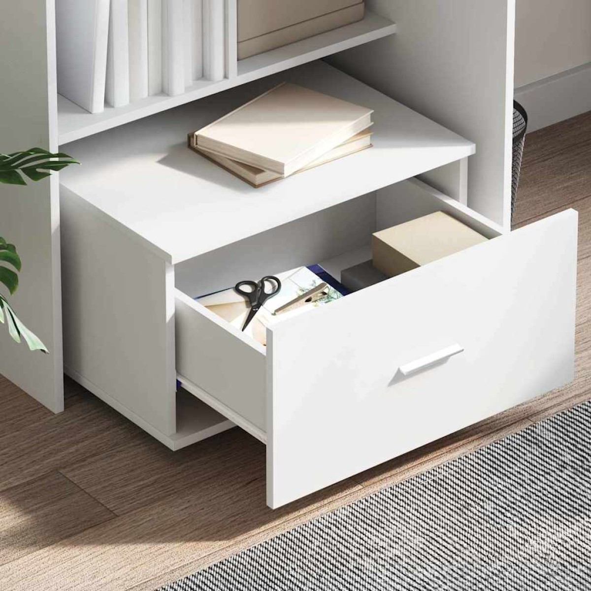 vidaXL Ντουλάπι με Συρτάρια με τροχούς Λευκό 55 x 45 x 31 εκ