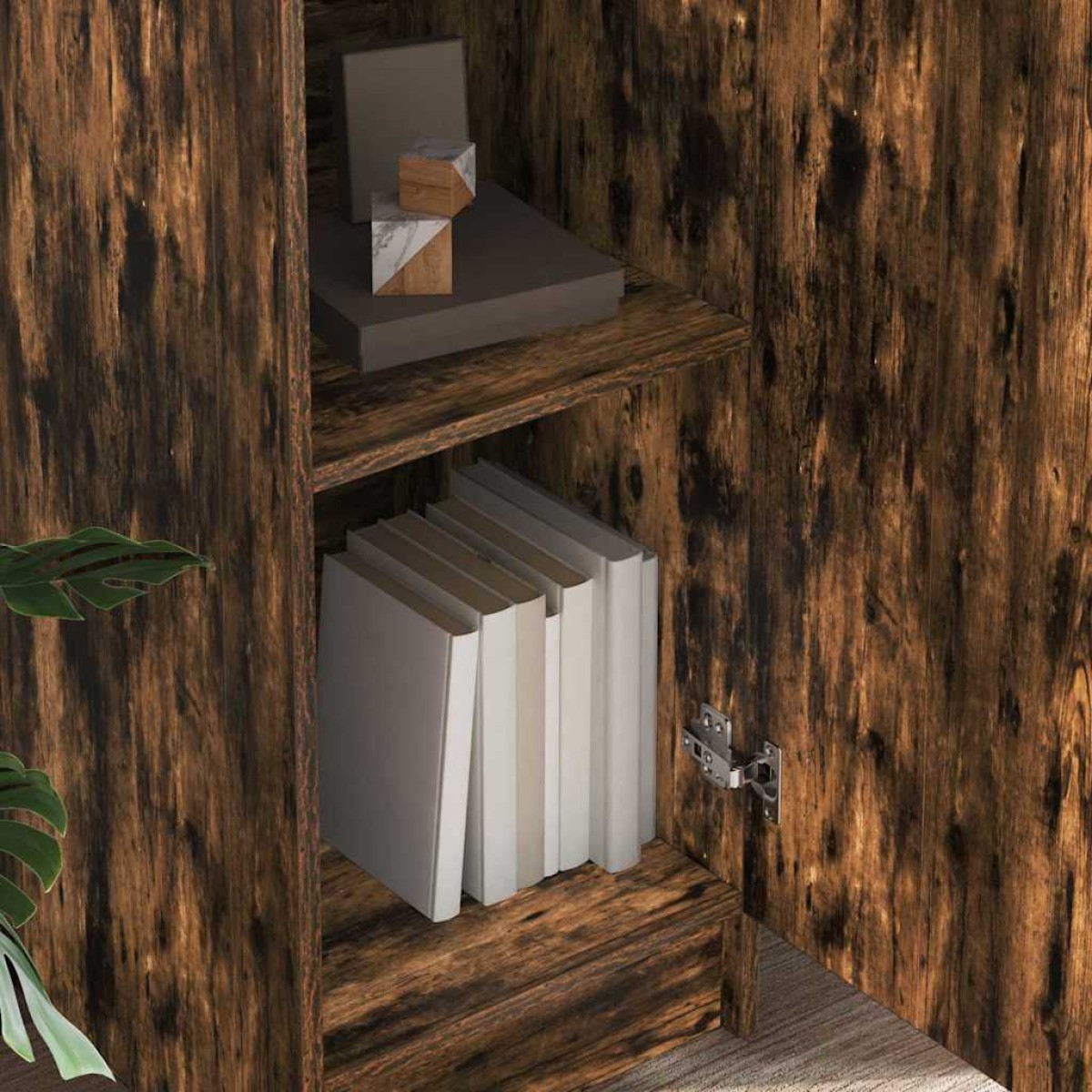 vidaXL Highboard Καπνιστό Δρύς 35 x 39 x 168 εκ.