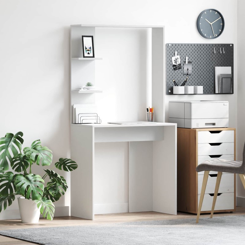 vidaXL Γραφείο Λευκό Επεξεργασμένο Ξύλο 78,5 x 37 x 154,5 εκ