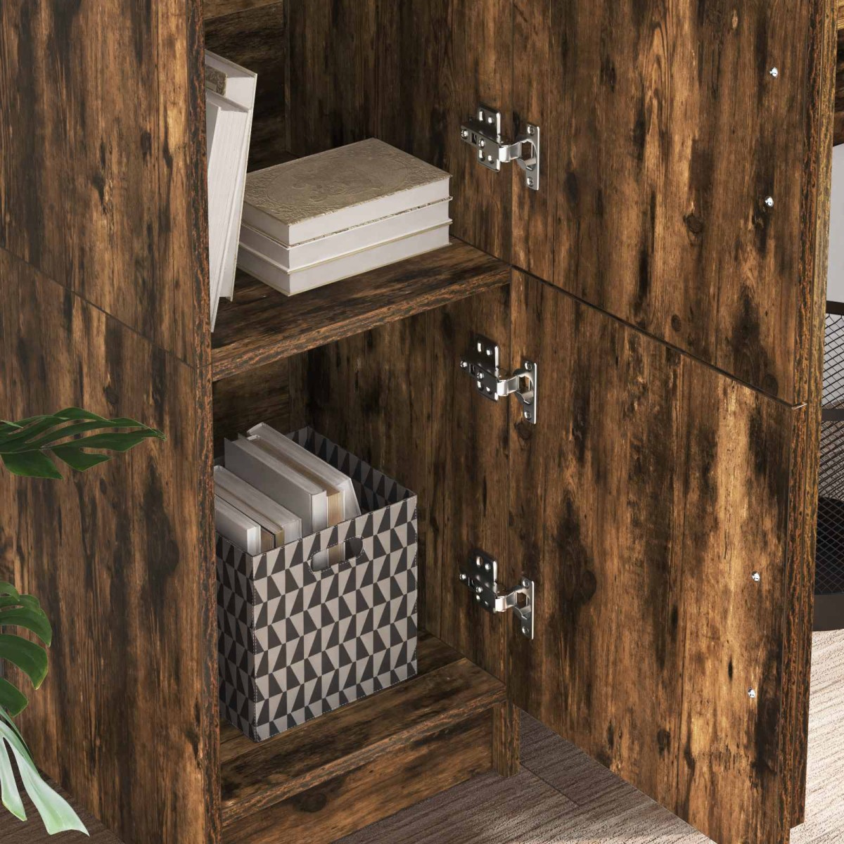 vidaXL Highboard Καπνιστό Δρύς 31.5 x 32 x 122.5 εκ