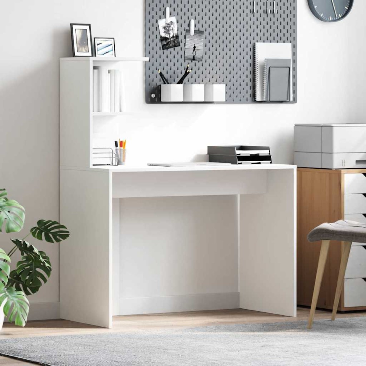 vidaXL Γραφείο Λευκό 102 x 50 x 124 εκ. Επεξεργασμένο Ξύλο