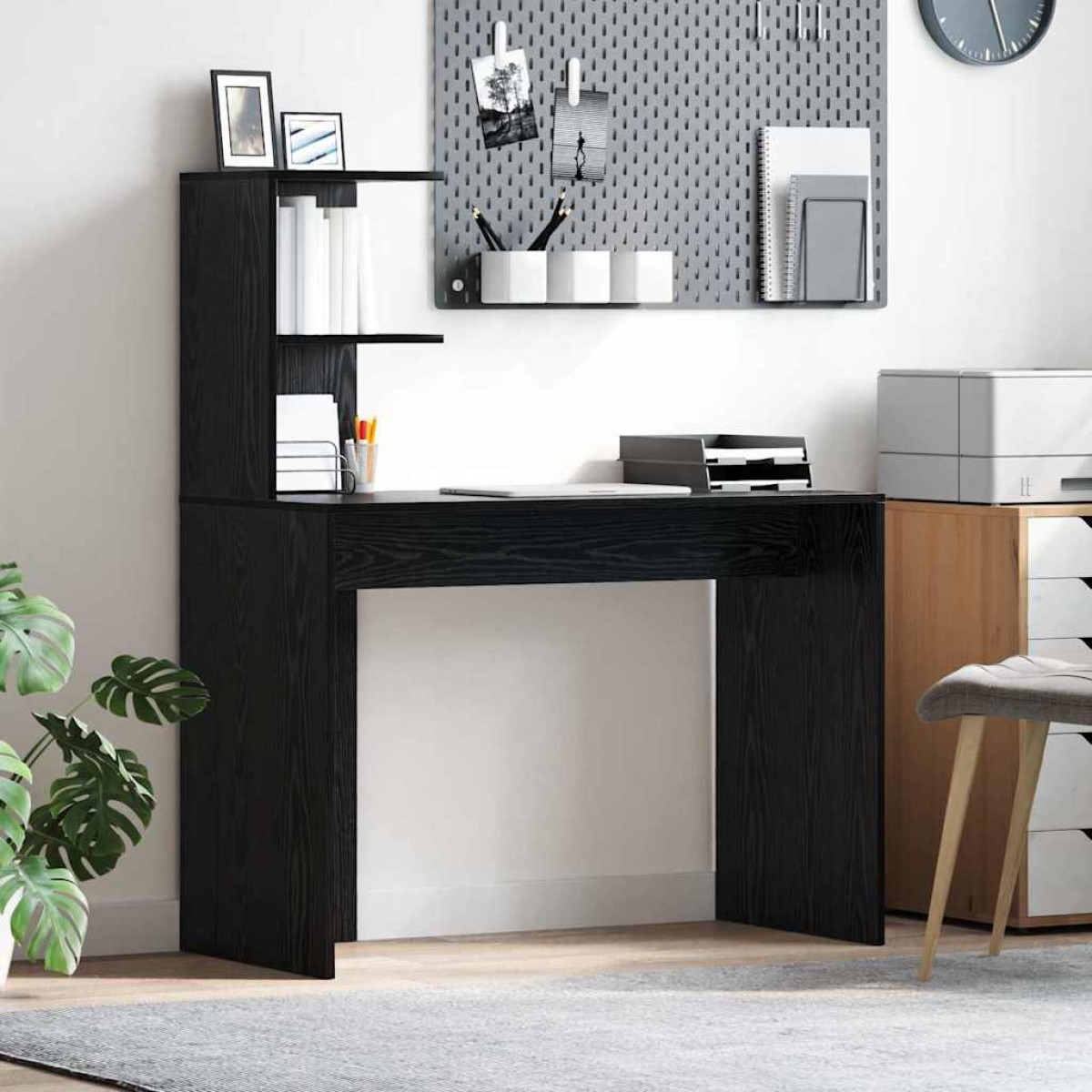 vidaXL Γραφείο Μαύρη Οξυά 102 x 50 x 124 εκ. Επεξεργασμένο Ξύλο