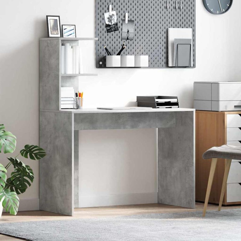 vidaXL Γραφείο Σκυρόδεμα Γκρι 102 x 50 x 124 εκ. Επεξεργασμένο Ξύλο
