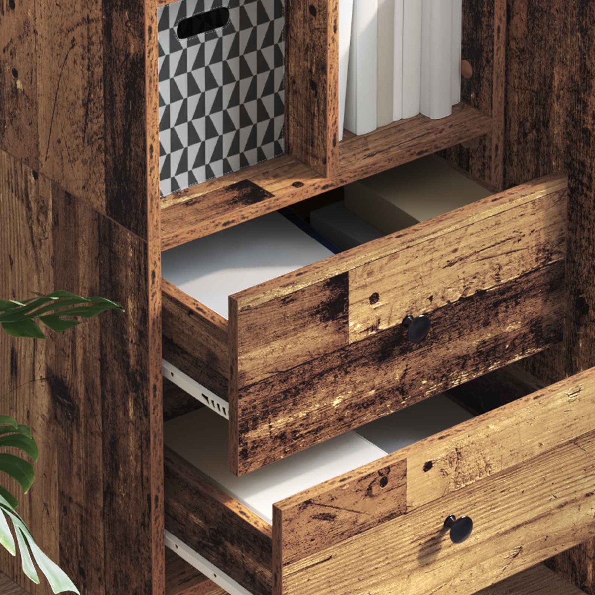 vidaXL Highboard με συρτάρι Παλιό ξύλο 45,5 x 34 x 127 εκ