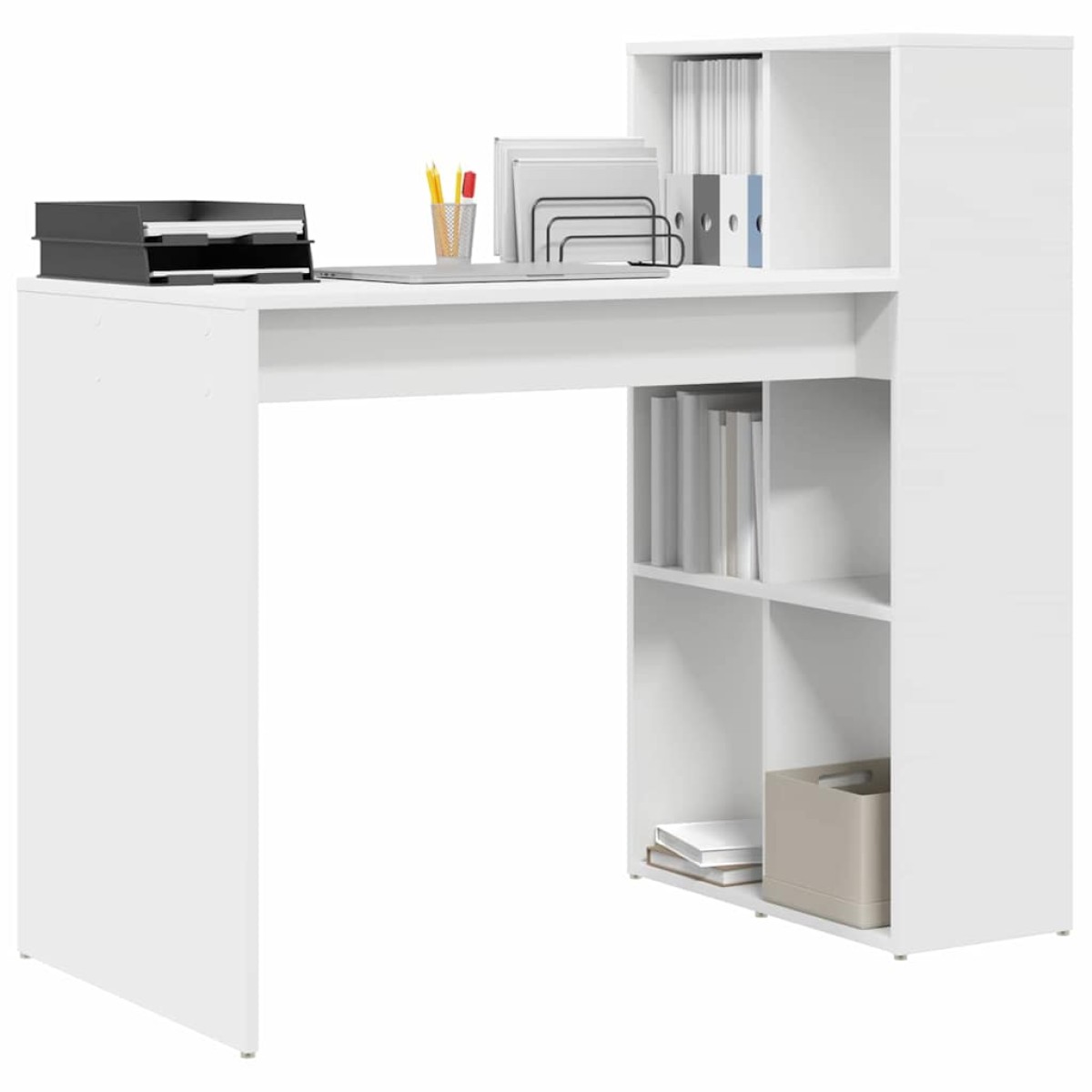 vidaXL Γραφείο Λευκό Επεξεργασμένο Ξύλο 108 x 55 x 103.5 εκ.