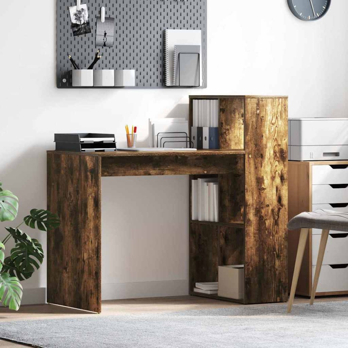 vidaXL Γραφείο Καπνιστό Δρύς Επεξεργασμένο Ξύλο 108 x 55 x 103.5 εκ.