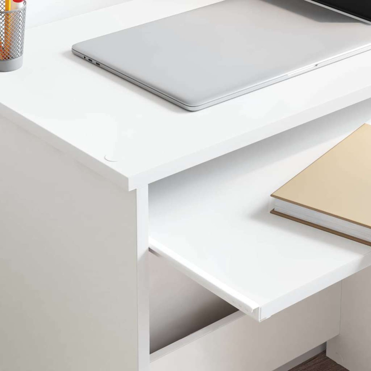 vidaXL Γραφείο Λευκό 106 x 41 x 88.5 εκ. Επεξεργασμένο Ξύλο