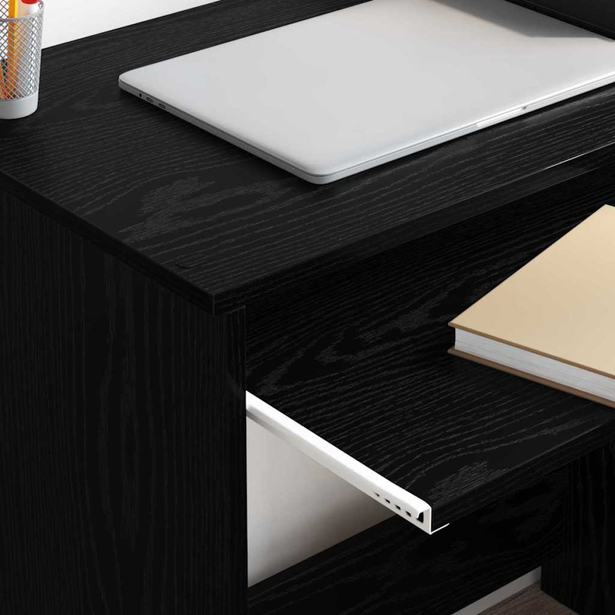 vidaXL Γραφείο Μαύρη Οξυά 106 x 41 x 88.5 εκ. Επεξεργασμένο Ξύλο
