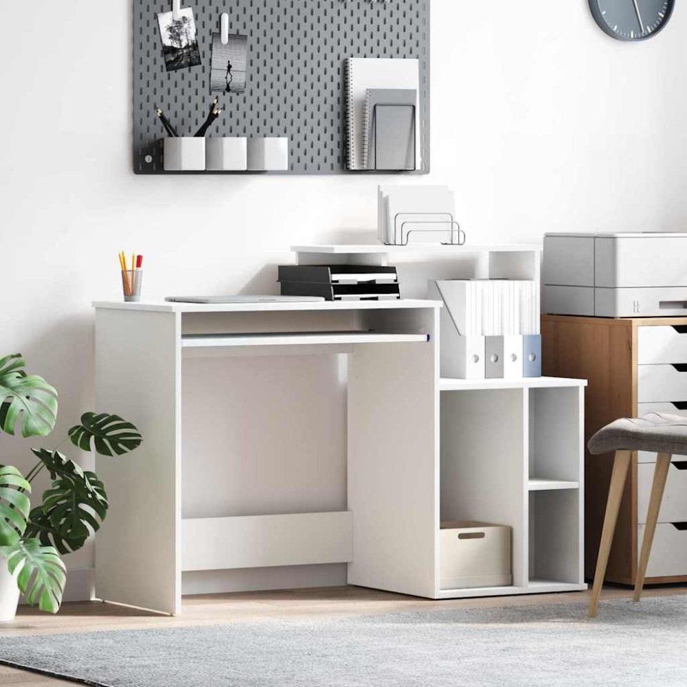 vidaXL Γραφείο Λευκό 120,5 x 44 x 88,5 εκ Επεξεργασμένο Ξύλο
