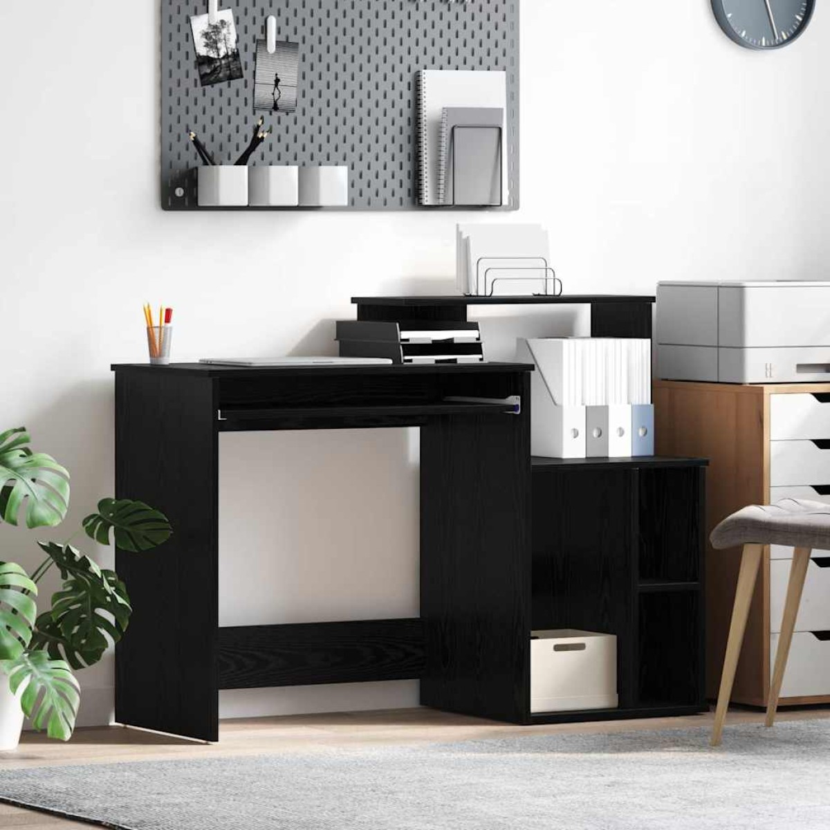 vidaXL Γραφείο Μαύρη Οξυά 120,5 x 44 x 88,5 εκ Επεξεργασμένο Ξύλο