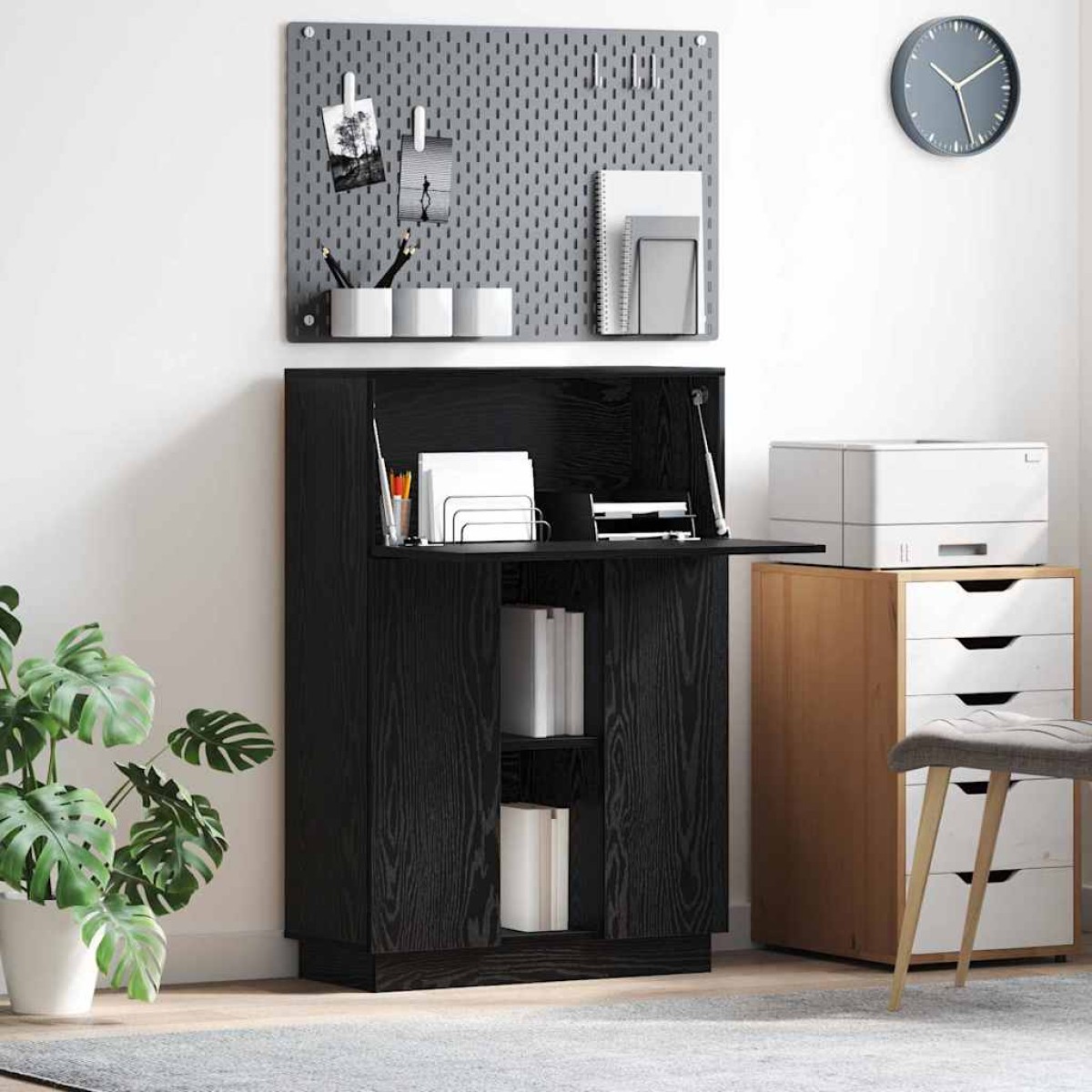 vidaXL Γραφείο Μαύρη Οξυά 71.5 x 31.5 x 106.5 εκ Επεξεργασμένο Ξύλο
