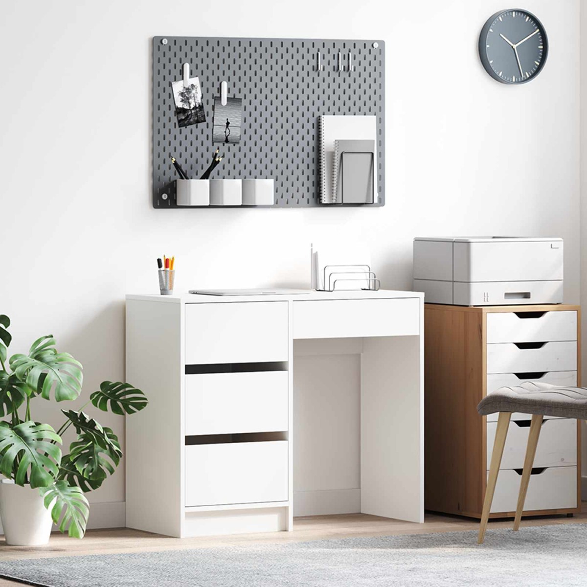 vidaXL Γραφείο Λευκό Επεξεργασμένο Ξύλο 90 x 37.5 x 75 εκ