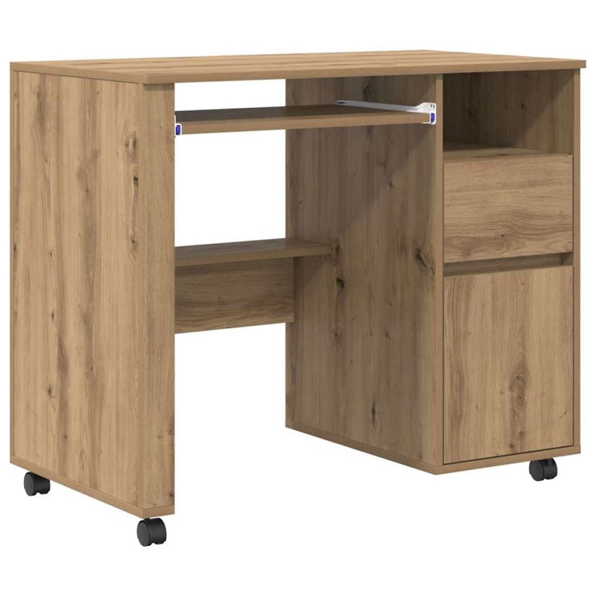 vidaXL Γραφείο με Ρόδες Artisan Oak Επεξεργασμένο Ξύλο