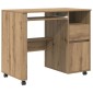 vidaXL Γραφείο με Ρόδες Artisan Oak Επεξεργασμένο Ξύλο