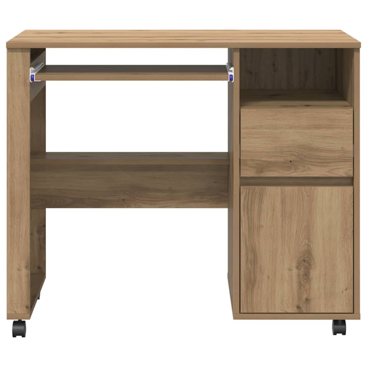 vidaXL Γραφείο με Ρόδες Artisan Oak Επεξεργασμένο Ξύλο