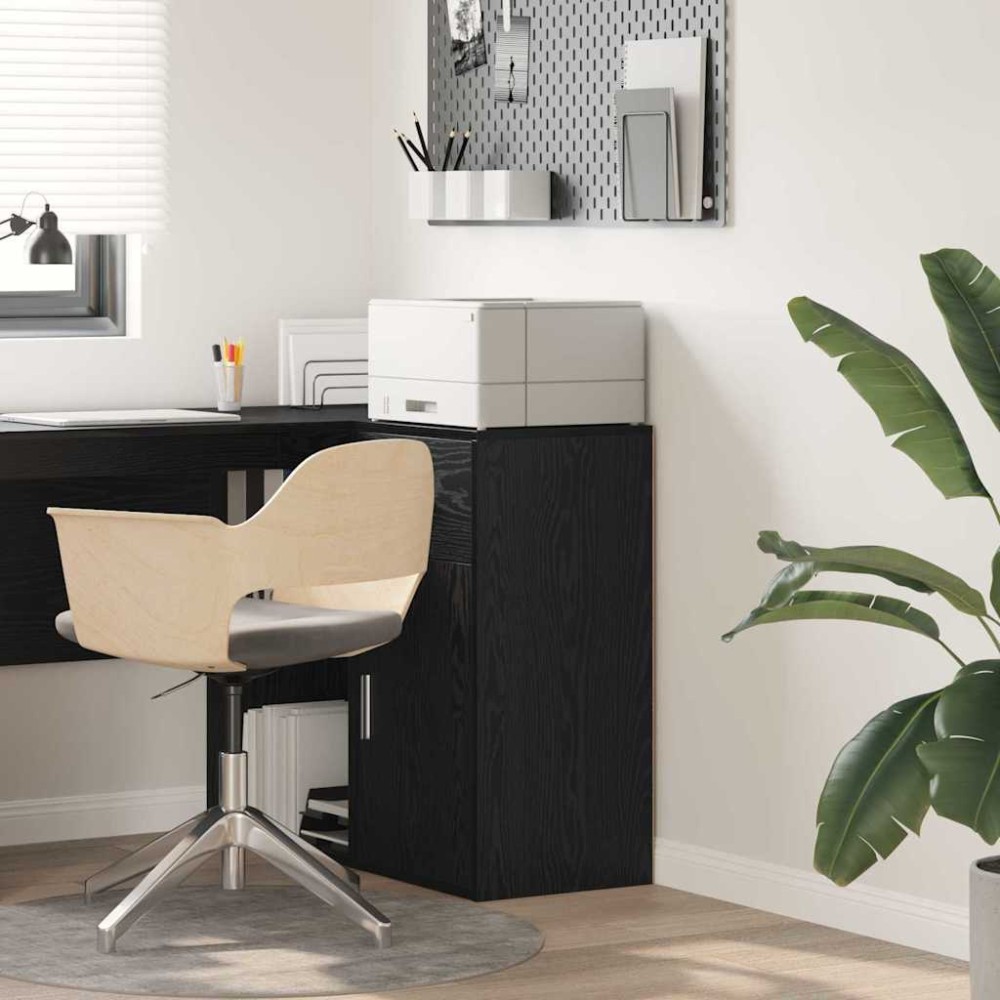 vidaXL Πλαϊνό γραφείο με συρτάρι Μαύρη Οξυά 38 x 34 x 75 εκ