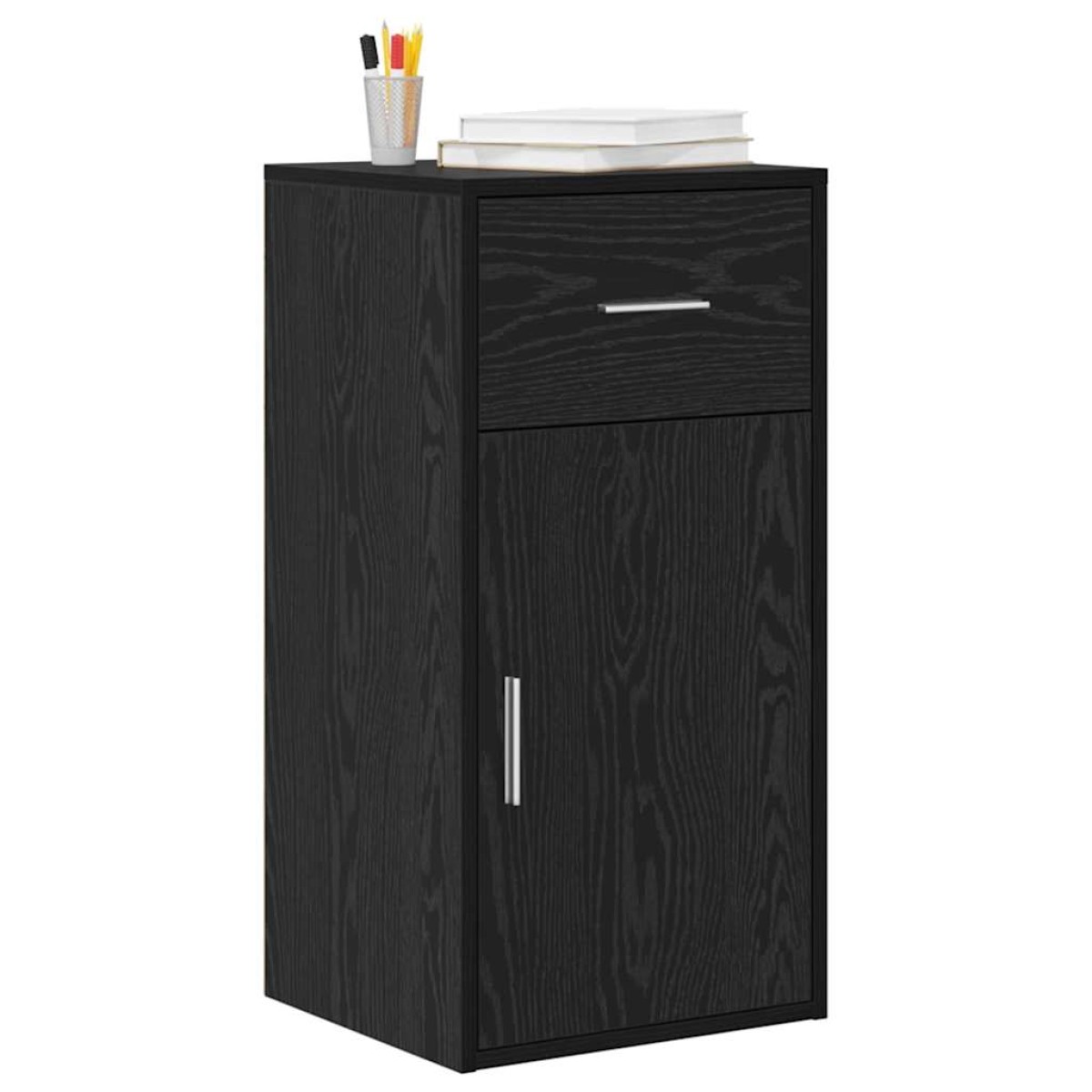 vidaXL Πλαϊνό γραφείο με συρτάρι Μαύρη Οξυά 38 x 34 x 75 εκ