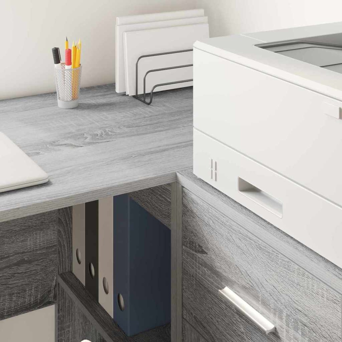 vidaXL Πλαϊνό γραφείο με συρτάρι Γκρίζο Σονομα 38 x 34 x 75 εκ