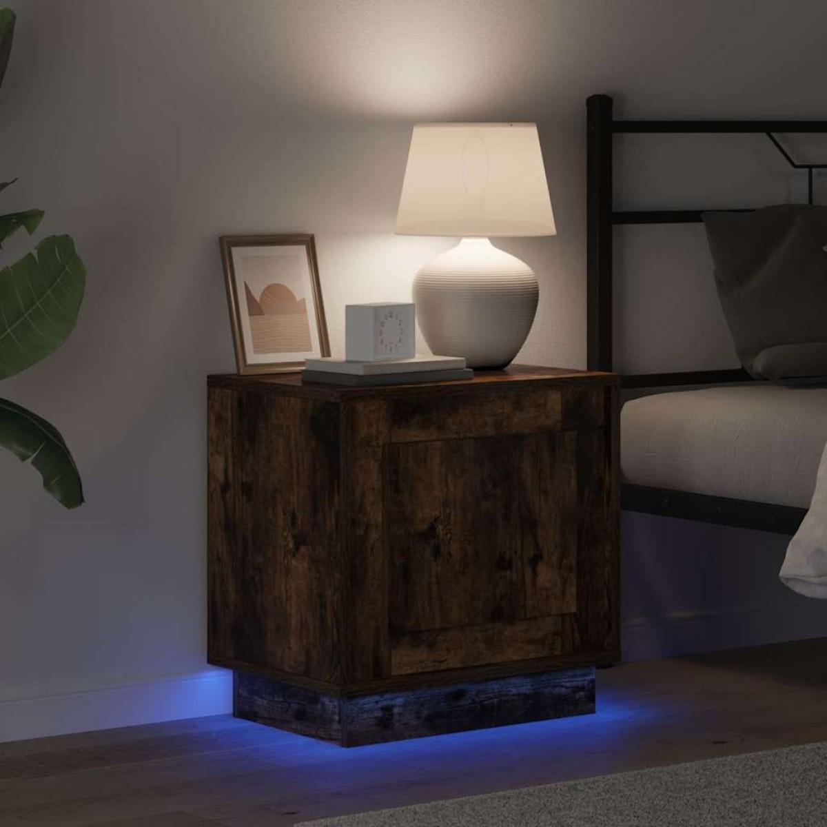 vidaXL Κομοδίνο Καπνιστό Δρύς 44 x 34,5 x 45 εκ Επεξεργασμένο Ξύλο