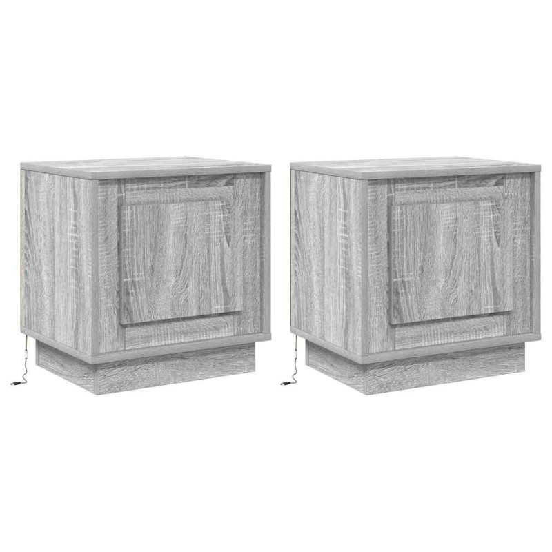vidaXL Κομοδίνο 2 τμχ. Γκρι 44 x 34,5 x 45 εκ Επεξεργασμένο Ξύλο