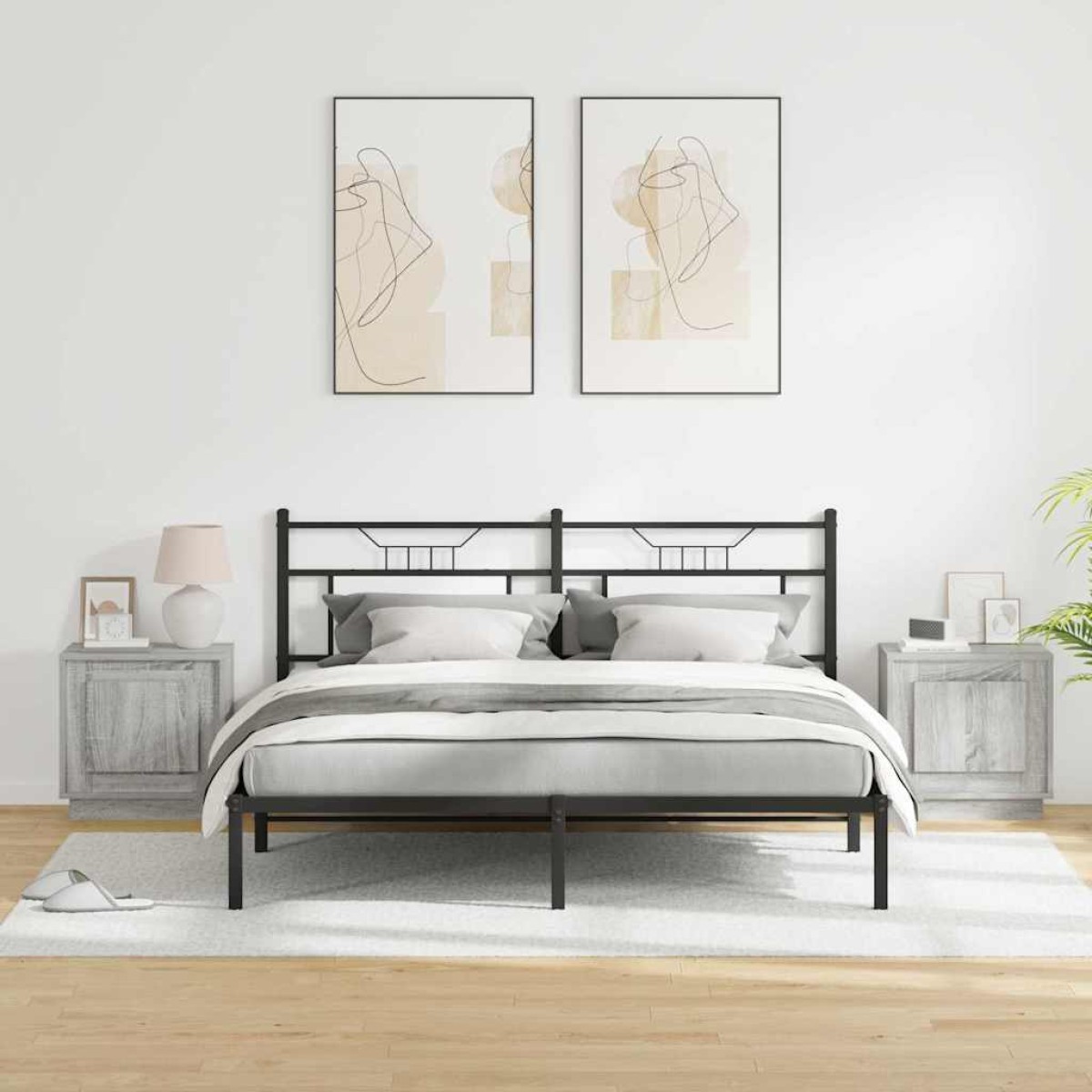 vidaXL Κομοδίνο 2 τμχ. Γκρι 44 x 34,5 x 45 εκ Επεξεργασμένο Ξύλο