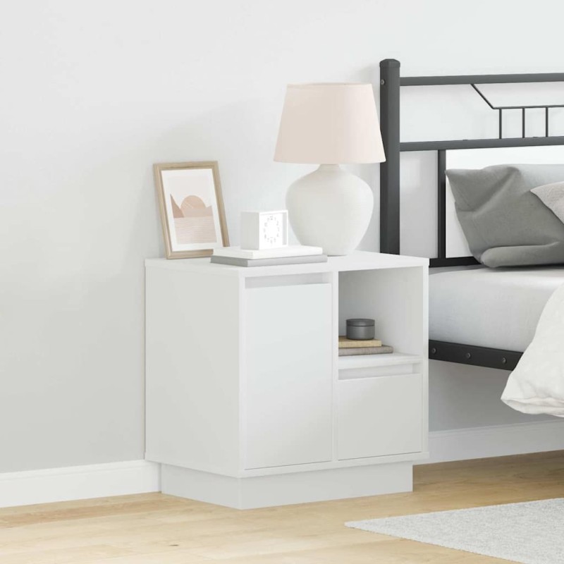 vidaXL Κομοδίνο Λευκό 50 x 34,5 x 50 εκ. Επεξεργασμένο ξύλο