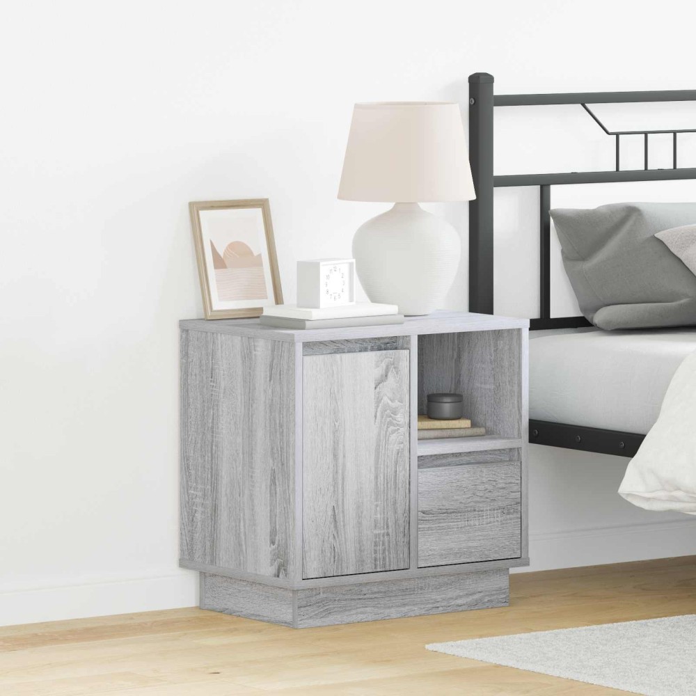 vidaXL Κομοδίνο Γκρι 50 x 34,5 x 50 εκ. Επεξεργασμένο ξύλο