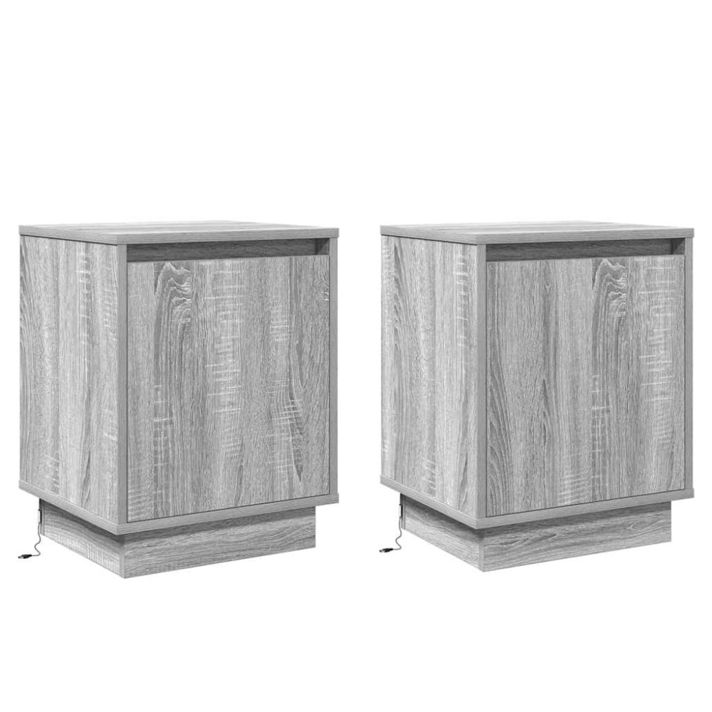 vidaXL Κομοδίνο 2 τμχ. Γκρι 39 x 34,5 x 50 εκ. Επεξεργασμένο ξύλο