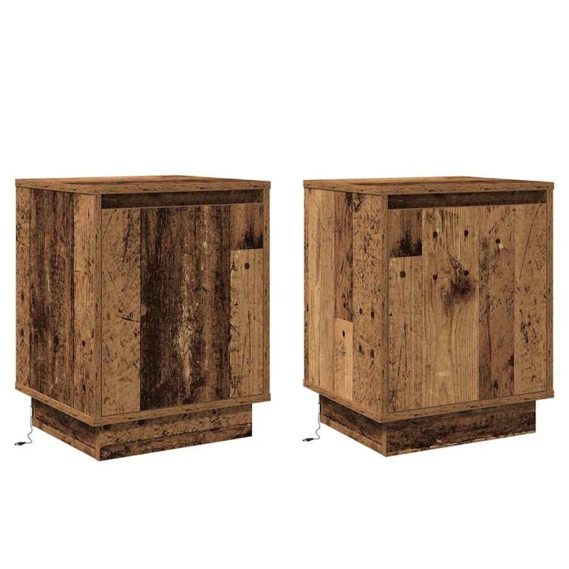 vidaXL Κομοδίνο 2 τμχ. Παλιό ξύλο 39 x 34,5 x 50 εκ.