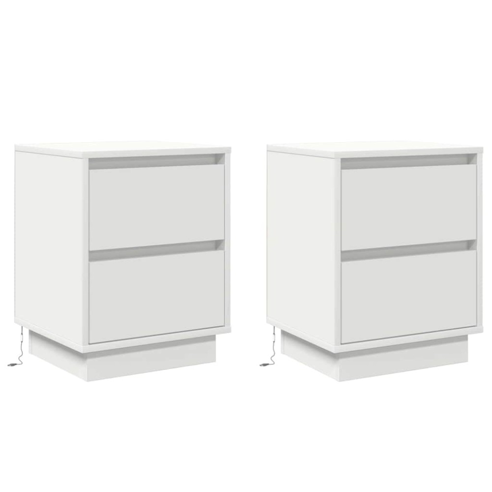 vidaXL Κομοδίνο 2 τμχ. Λευκό 39 x 34,5 x 50 εκ. Επεξεργασμένο ξύλο