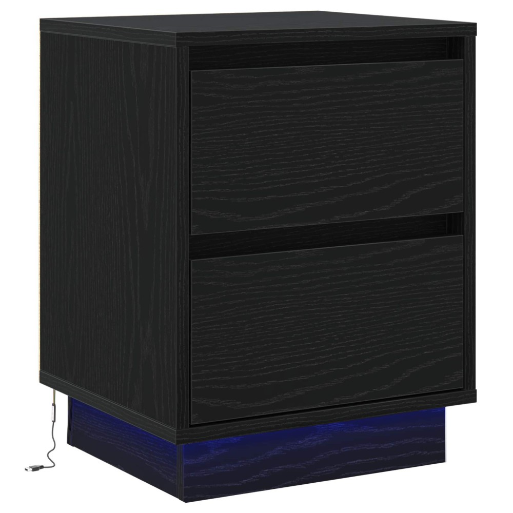 vidaXL Κομοδίνο Μαύρη Οξυά 39 x 34,5 x 50 εκ. Επεξεργασμένο ξύλο