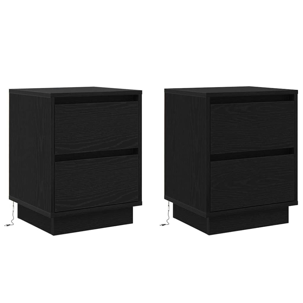 vidaXL Κομοδίνο 2 τμχ. Μαύρη Οξυά 39 x 34,5 x 50 εκ.