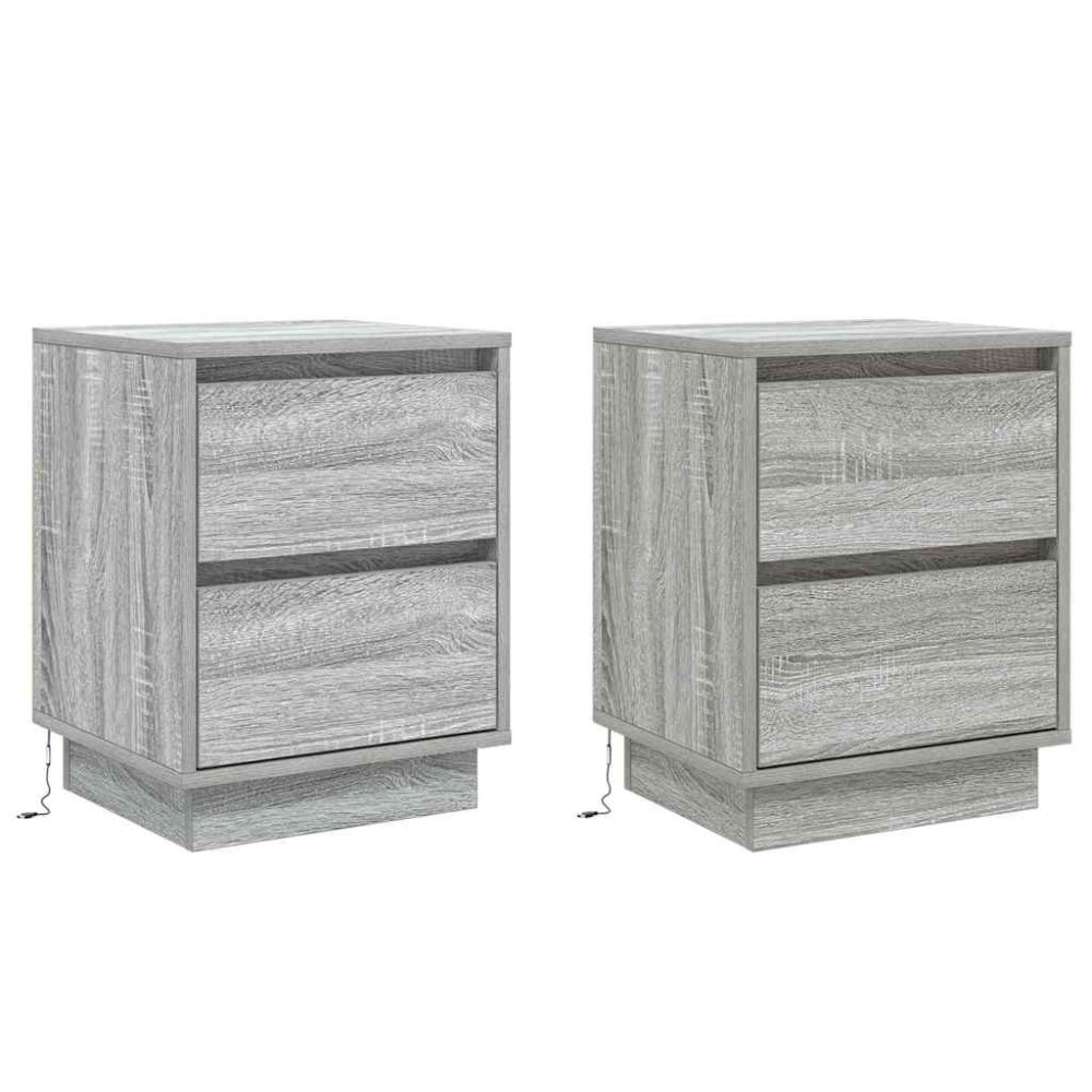 vidaXL Κομοδίνο 2 τμχ. Γκρι 39 x 34,5 x 50 εκ. Επεξεργασμένο ξύλο