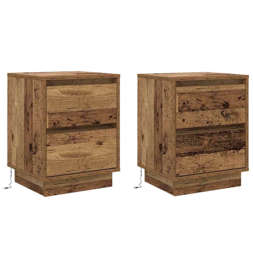 vidaXL Κομοδίνο 2 τμχ. Παλιό ξύλο 39 x 34,5 x 50 εκ.
