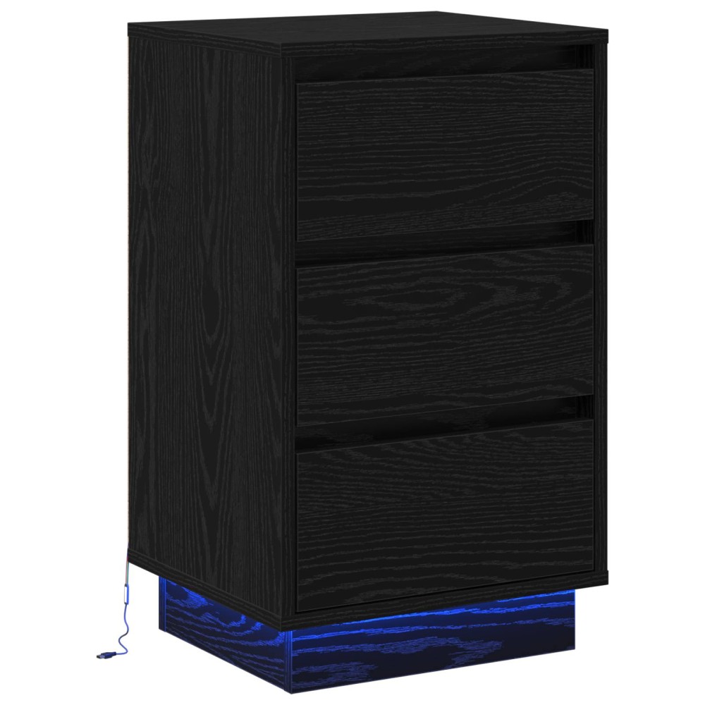 vidaXL Κομοδίνο Μαύρη Οξυά 39 x 34,5 x 65 εκ. Επεξεργασμένο ξύλο