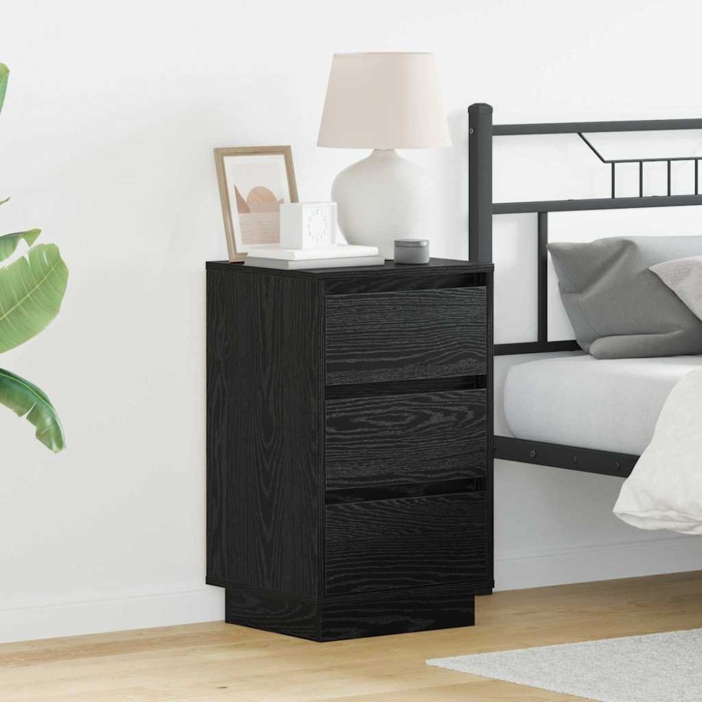 vidaXL Κομοδίνο Μαύρη Οξυά 39 x 34,5 x 65 εκ. Επεξεργασμένο ξύλο