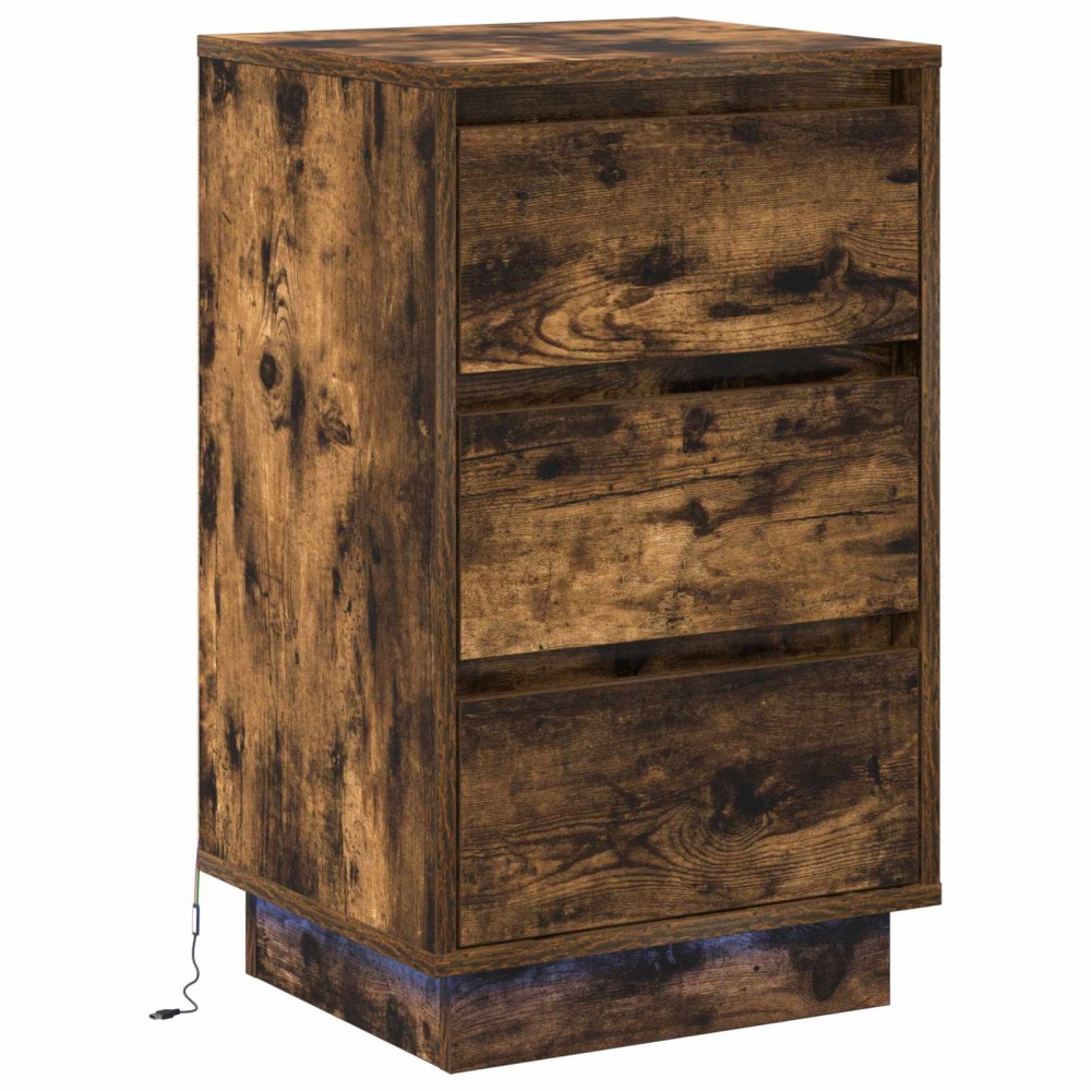 vidaXL Κομοδίνο Καπνιστό Δρύς 39 x 34,5 x 65 εκ. Επεξεργασμένο ξύλο