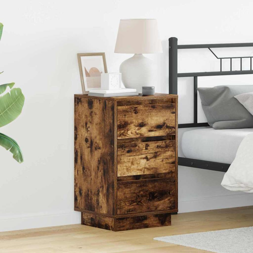vidaXL Κομοδίνο Καπνιστό Δρύς 39 x 34,5 x 65 εκ. Επεξεργασμένο ξύλο