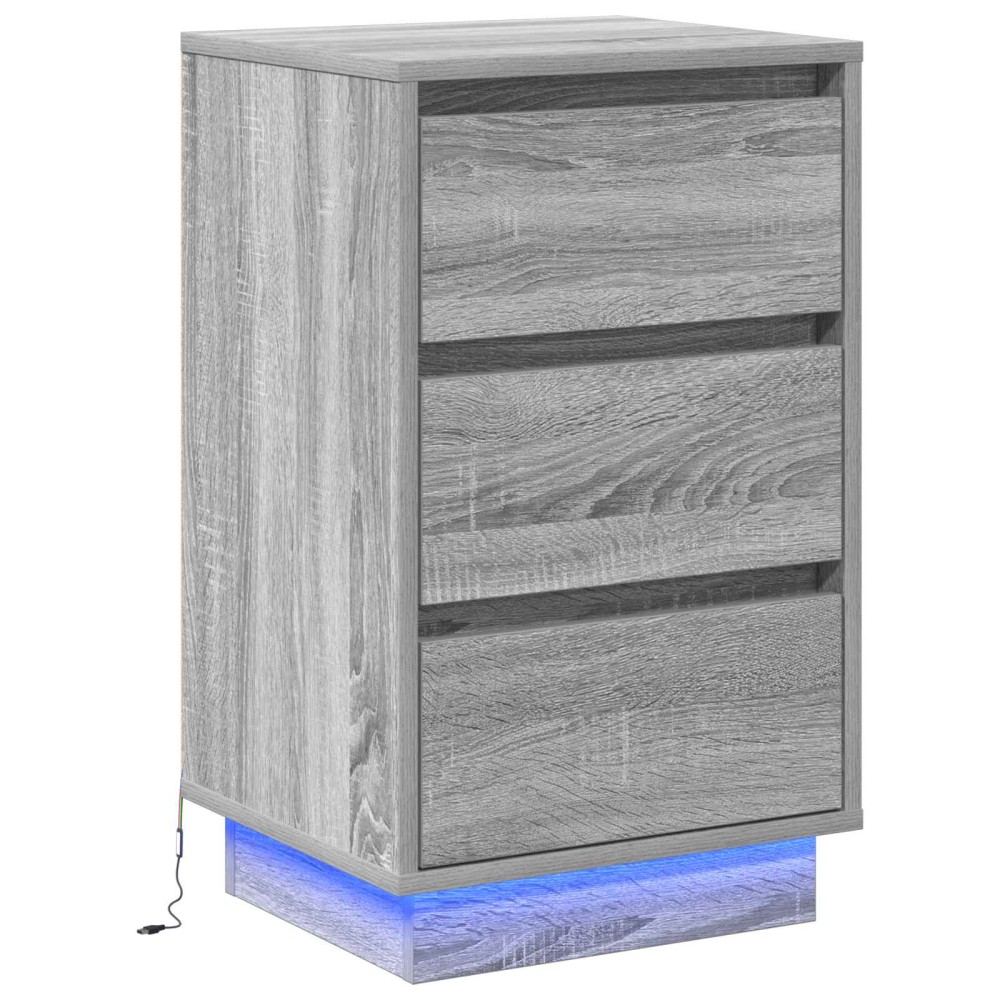 vidaXL Κομοδίνο Γκρι 39 x 34,5 x 65 εκ. Επεξεργασμένο ξύλο
