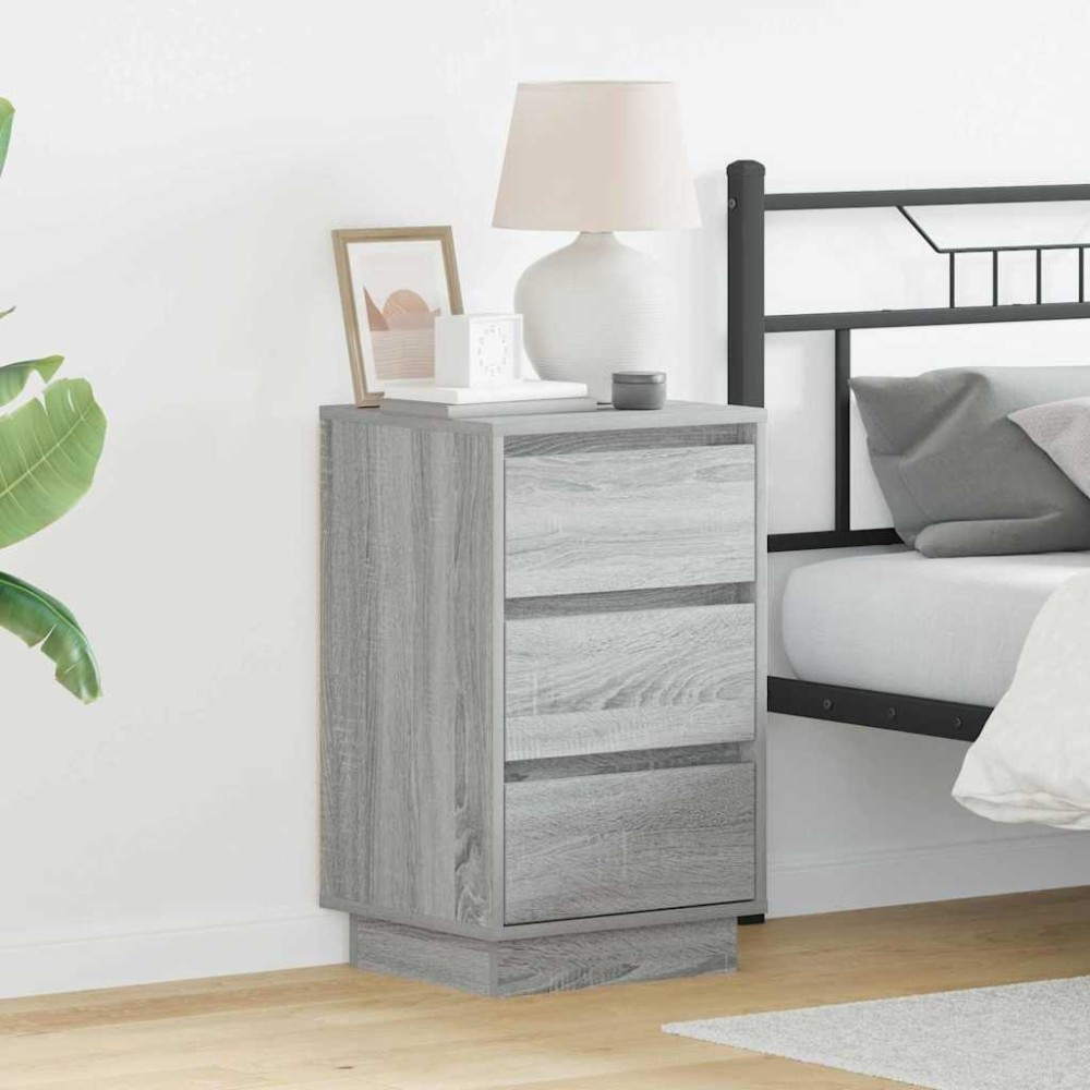 vidaXL Κομοδίνο Γκρι 39 x 34,5 x 65 εκ. Επεξεργασμένο ξύλο