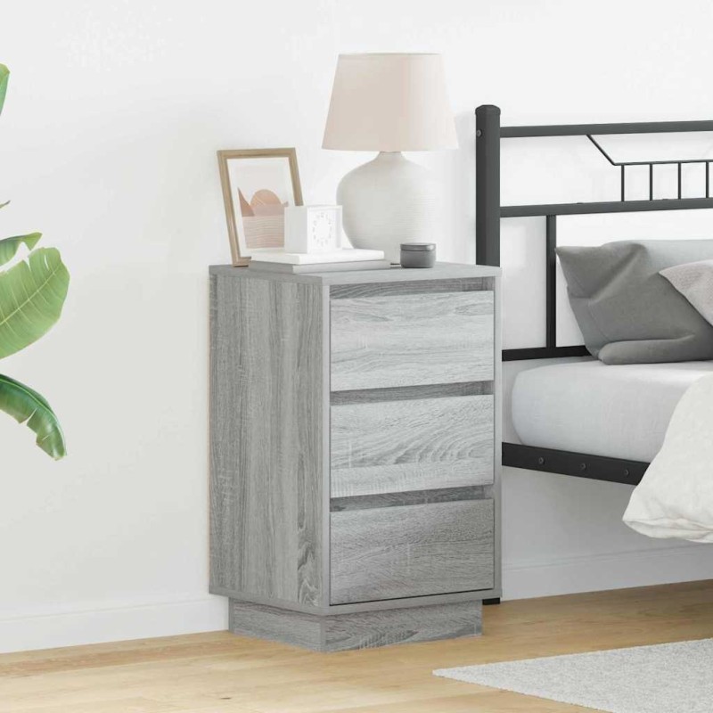 vidaXL Κομοδίνο Γκρι 39 x 34,5 x 65 εκ. Επεξεργασμένο ξύλο